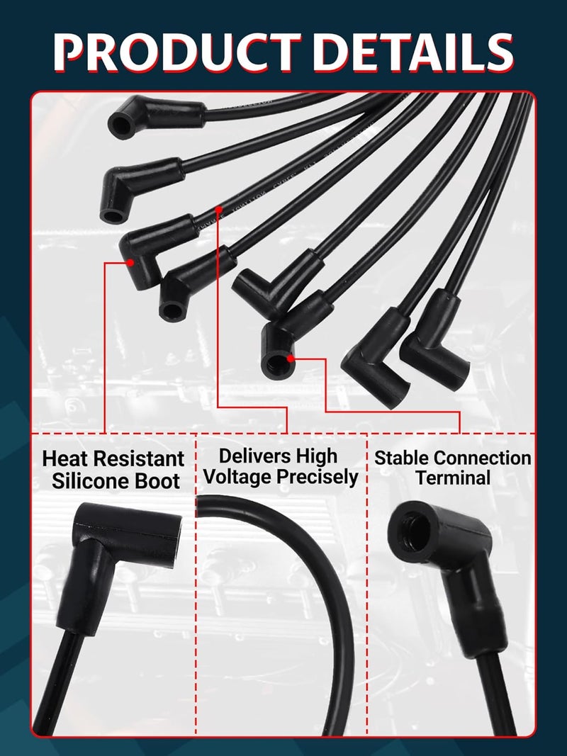 Ntoauto 9608U Spark Plug Wire Set for 1975-1977 Chevy GM Selected Models - Image 3